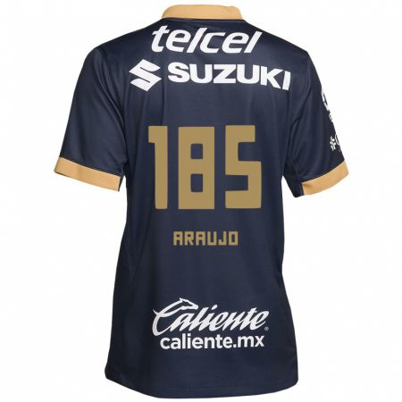 Kandiny Kinderen Andrés Araujo #185 Obsidiaan Goud Wit Uitshirt Uittenue 2024/25 T-Shirt