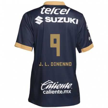 Kandiny Kinderen Juan Dinenno #9 Obsidiaan Goud Wit Uitshirt Uittenue 2024/25 T-Shirt