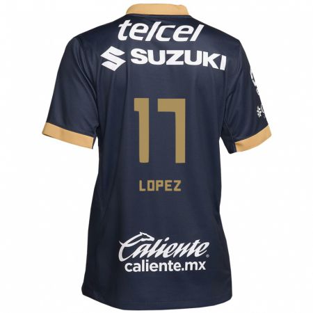 Kandiny Kinderen Leonel Lopez #17 Obsidiaan Goud Wit Uitshirt Uittenue 2024/25 T-Shirt