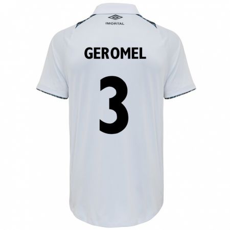 Kandiny Bambino Maglia Pedro Geromel #3 Bianco Blu Kit Gara Away 2024/25 Maglietta