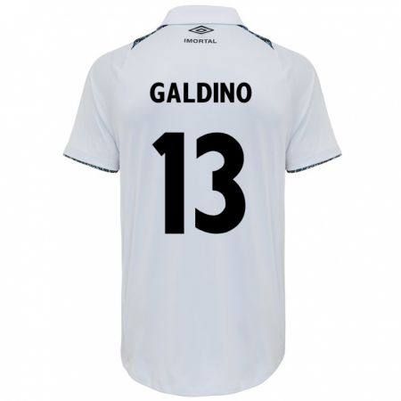 Kandiny Bambino Maglia Everton Galdino #13 Bianco Blu Kit Gara Away 2024/25 Maglietta