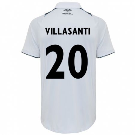 Kandiny Bambino Maglia Mathías Villasanti #20 Bianco Blu Kit Gara Away 2024/25 Maglietta