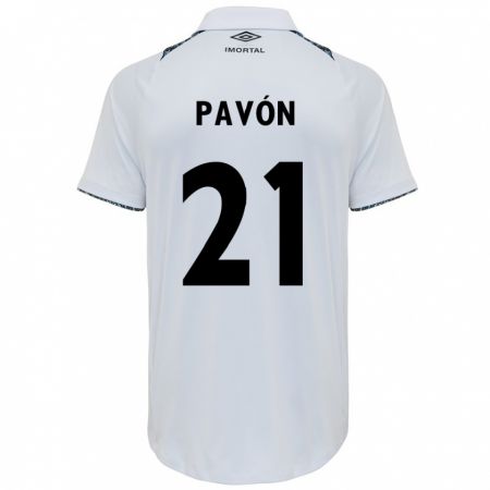 Kandiny Bambino Maglia Cristian Pavón #21 Bianco Blu Kit Gara Away 2024/25 Maglietta