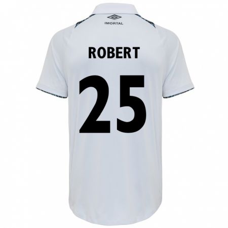 Kandiny Bambino Maglia Jhonata Robert #25 Bianco Blu Kit Gara Away 2024/25 Maglietta