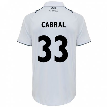 Kandiny Kinderen Rafael Cabral #33 Wit Blauw Uitshirt Uittenue 2024/25 T-Shirt