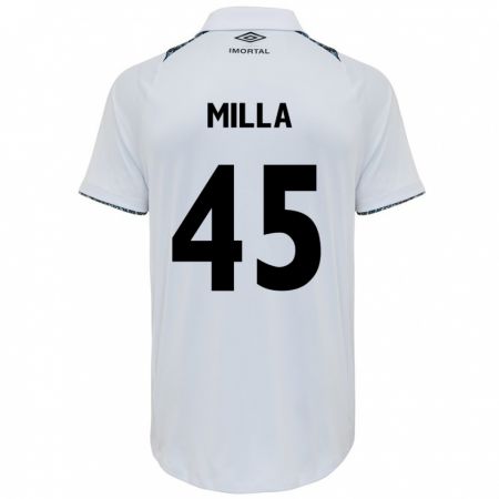 Kandiny Bambino Maglia Lucas Milla #45 Bianco Blu Kit Gara Away 2024/25 Maglietta