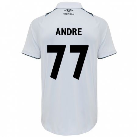 Kandiny Bambino Maglia André Henrique #77 Bianco Blu Kit Gara Away 2024/25 Maglietta