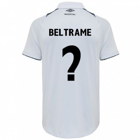 Kandiny Bambino Maglia Thiago Beltrame #0 Bianco Blu Kit Gara Away 2024/25 Maglietta