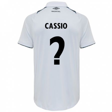 Kandiny Bambino Maglia Cássio Acosta #0 Bianco Blu Kit Gara Away 2024/25 Maglietta