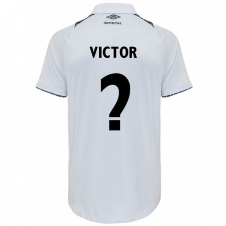 Kandiny Bambino Maglia João Victor Castelo #0 Bianco Blu Kit Gara Away 2024/25 Maglietta