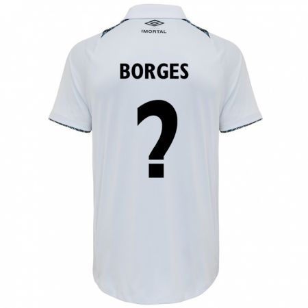 Kandiny Bambino Maglia Nathan Borges #0 Bianco Blu Kit Gara Away 2024/25 Maglietta