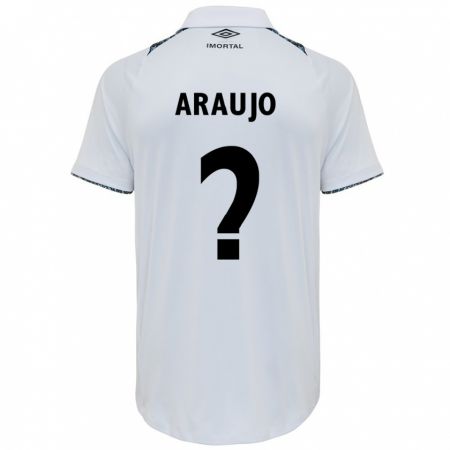 Kandiny Bambino Maglia Caio Araújo #0 Bianco Blu Kit Gara Away 2024/25 Maglietta