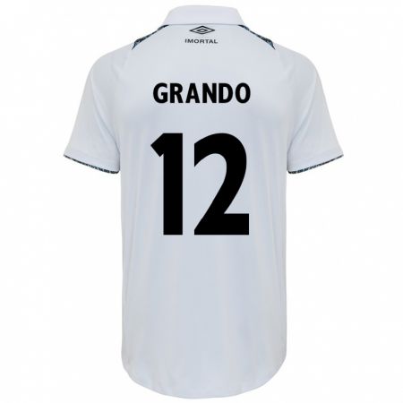 Kandiny Bambino Maglia Gabriel Grando #12 Bianco Blu Kit Gara Away 2024/25 Maglietta