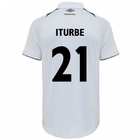 Kandiny Bambino Maglia Juan Iturbe #21 Bianco Blu Kit Gara Away 2024/25 Maglietta