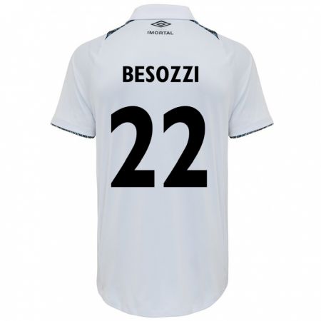 Kandiny Bambino Maglia Lucas Besozzi #22 Bianco Blu Kit Gara Away 2024/25 Maglietta