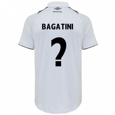 Kandiny Bambino Maglia Gustavo Bagatini #0 Bianco Blu Kit Gara Away 2024/25 Maglietta