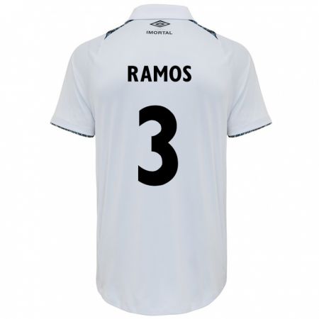 Kandiny Bambino Maglia João Ramos #3 Bianco Blu Kit Gara Away 2024/25 Maglietta