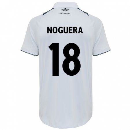 Kandiny Bambino Maglia Freddy Noguera #18 Bianco Blu Kit Gara Away 2024/25 Maglietta