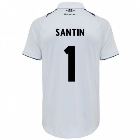 Kandiny Bambino Maglia Duda Santin #1 Bianco Blu Kit Gara Away 2024/25 Maglietta