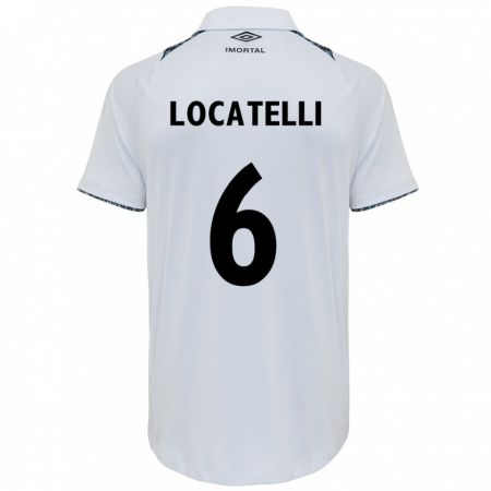 Kandiny Bambino Maglia Natane Locatelli #6 Bianco Blu Kit Gara Away 2024/25 Maglietta