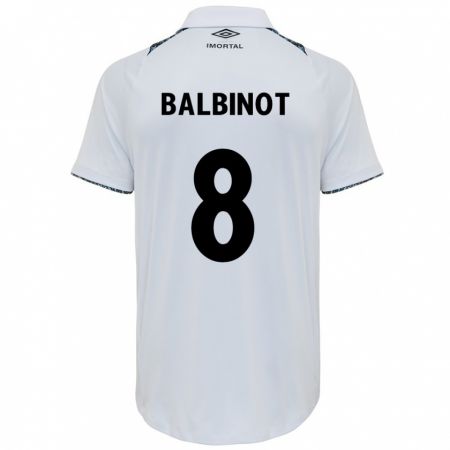 Kandiny Bambino Maglia Manu Balbinot #8 Bianco Blu Kit Gara Away 2024/25 Maglietta