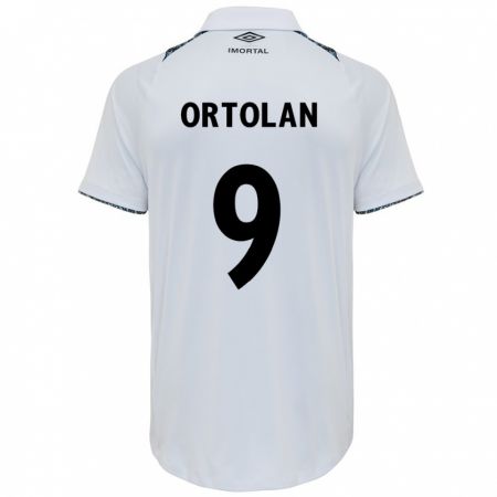 Kandiny Bambino Maglia Dani Ortolan #9 Bianco Blu Kit Gara Away 2024/25 Maglietta