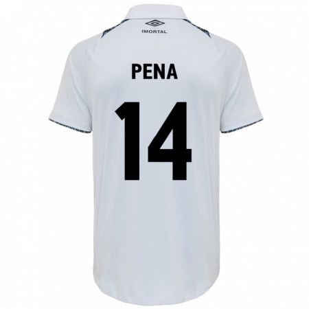 Kandiny Bambino Maglia Jessica Peña #14 Bianco Blu Kit Gara Away 2024/25 Maglietta