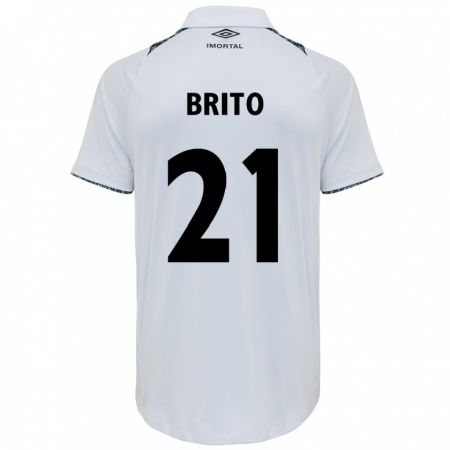 Kandiny Bambino Maglia Brito #21 Bianco Blu Kit Gara Away 2024/25 Maglietta