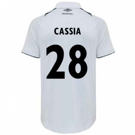 Kandiny Bambino Maglia Cássia #28 Bianco Blu Kit Gara Away 2024/25 Maglietta