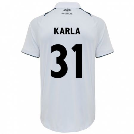 Kandiny Bambino Maglia Emmily Karla #31 Bianco Blu Kit Gara Away 2024/25 Maglietta