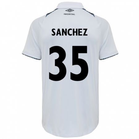 Kandiny Bambino Maglia Lari Sanchez #35 Bianco Blu Kit Gara Away 2024/25 Maglietta