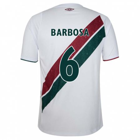 Kandiny Bambino Maglia Diogo Barbosa #6 Bianco Verde Marrone Kit Gara Away 2024/25 Maglietta