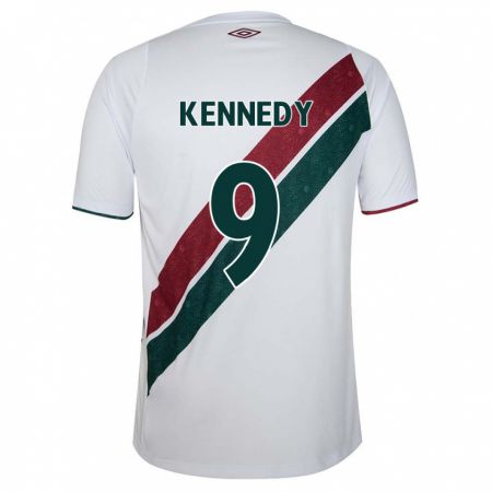 Kandiny Bambino Maglia John Kennedy #9 Bianco Verde Marrone Kit Gara Away 2024/25 Maglietta