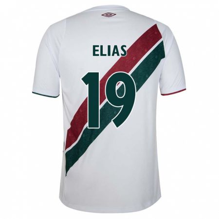 Kandiny Bambino Maglia Kauã Elias #19 Bianco Verde Marrone Kit Gara Away 2024/25 Maglietta