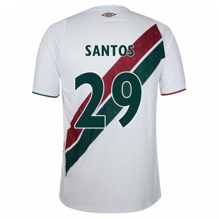 Kandiny Kinderen Thiago Santos #29 Wit Groen Kastanjebruin Uitshirt Uittenue 2024/25 T-Shirt