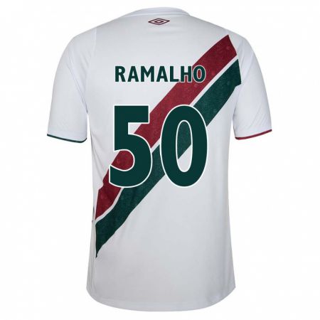 Kandiny Bambino Maglia Gustavo Ramalho #50 Bianco Verde Marrone Kit Gara Away 2024/25 Maglietta