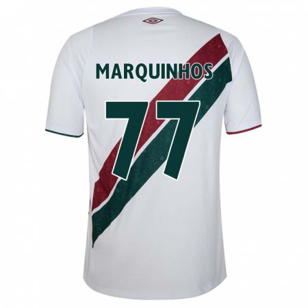 Kandiny Kinderen Marquinhos #77 Wit Groen Kastanjebruin Uitshirt Uittenue 2024/25 T-Shirt