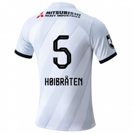 Kandiny Bambino Maglia Marius Høibråten #5 Bianco Grigio Kit Gara Away 2024/25 Maglietta