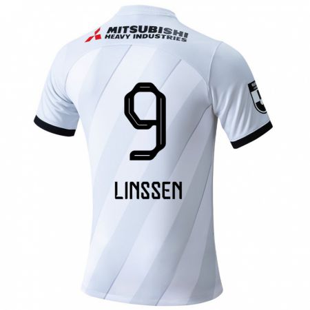 Kandiny Bambino Maglia Bryan Linssen #9 Bianco Grigio Kit Gara Away 2024/25 Maglietta