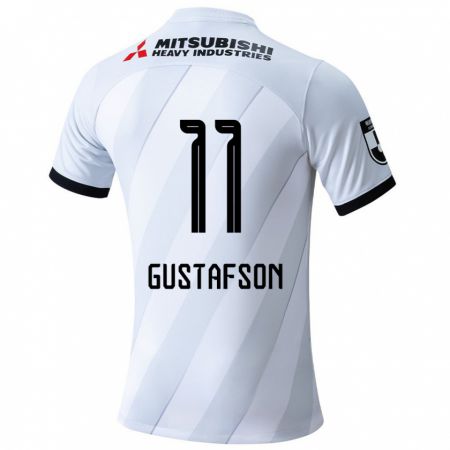 Kandiny Bambino Maglia Samuel Gustafson #11 Bianco Grigio Kit Gara Away 2024/25 Maglietta