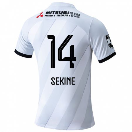 Kandiny Bambino Maglia Takahiro Sekine #14 Bianco Grigio Kit Gara Away 2024/25 Maglietta