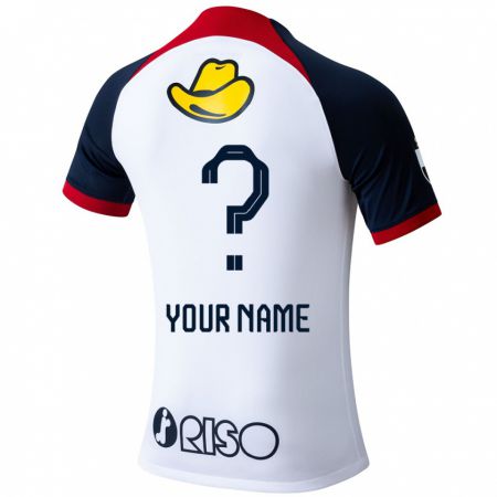 Kandiny Bambino Maglia Il Tuo Nome #0 Bianco Blu Rosso Kit Gara Away 2024/25 Maglietta