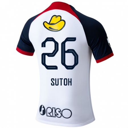 Kandiny Bambino Maglia Naoki Suto #26 Bianco Blu Rosso Kit Gara Away 2024/25 Maglietta