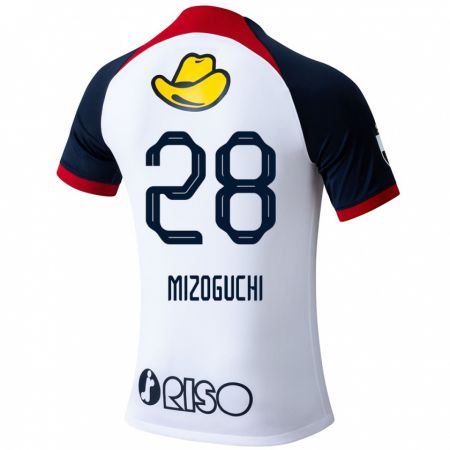 Kandiny Bambino Maglia Shuhei Mizoguchi #28 Bianco Blu Rosso Kit Gara Away 2024/25 Maglietta