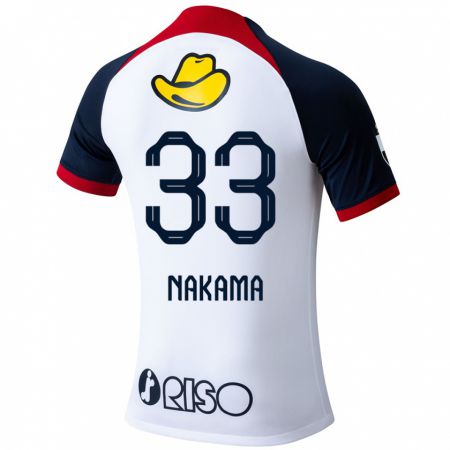 Kandiny Bambino Maglia Hayato Nakama #33 Bianco Blu Rosso Kit Gara Away 2024/25 Maglietta