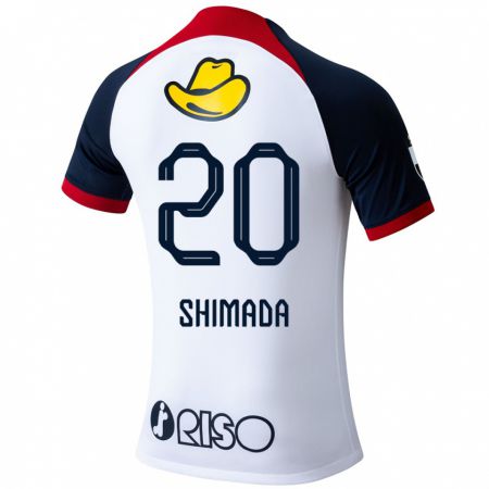 Kandiny Bambino Maglia Victor Shimada #20 Bianco Blu Rosso Kit Gara Away 2024/25 Maglietta