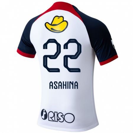 Kandiny Bambino Maglia Towa Asahina #22 Bianco Blu Rosso Kit Gara Away 2024/25 Maglietta