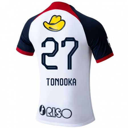 Kandiny Bambino Maglia Ryota Tonooka #27 Bianco Blu Rosso Kit Gara Away 2024/25 Maglietta