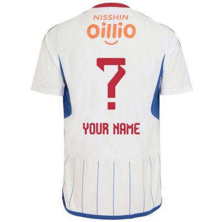 Kandiny Bambino Maglia Il Tuo Nome #0 Bianco Blu Rosso Kit Gara Away 2024/25 Maglietta