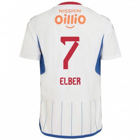 Kandiny Bambino Maglia Élber #7 Bianco Blu Rosso Kit Gara Away 2024/25 Maglietta